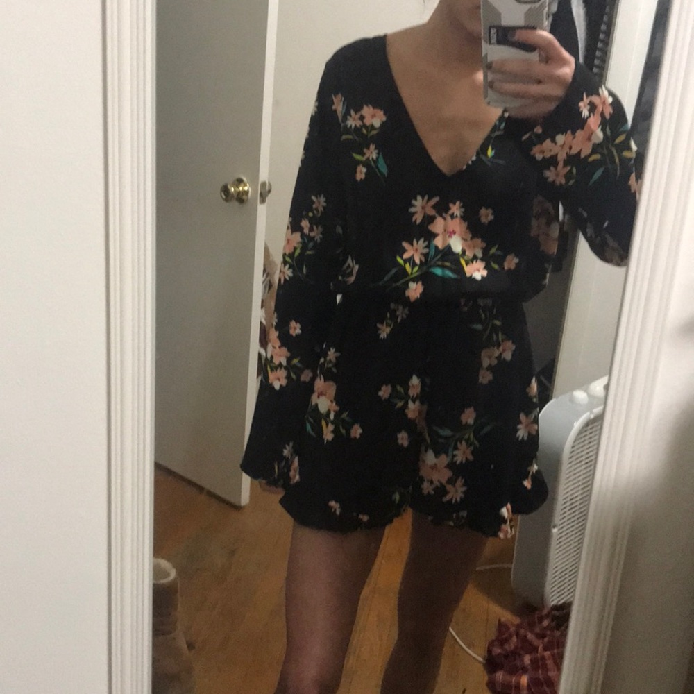 Long sleeve floral romper